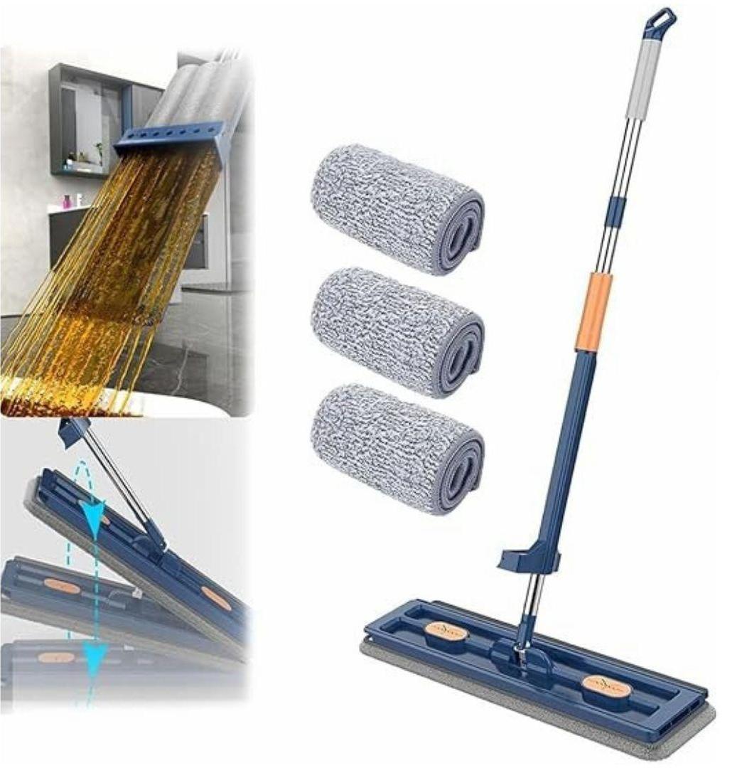 Set Mop cap rotativ si galeata pliabila Albastru / Galben + 3 rezerve