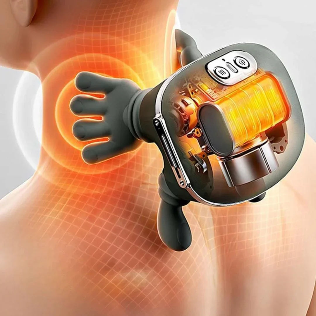 Aparat Masaj Cervical Multifunctional, 4D, 3 Intensitati, 2 Trepte Caldura 40/45°C, Wireless, Autonomie 70 min