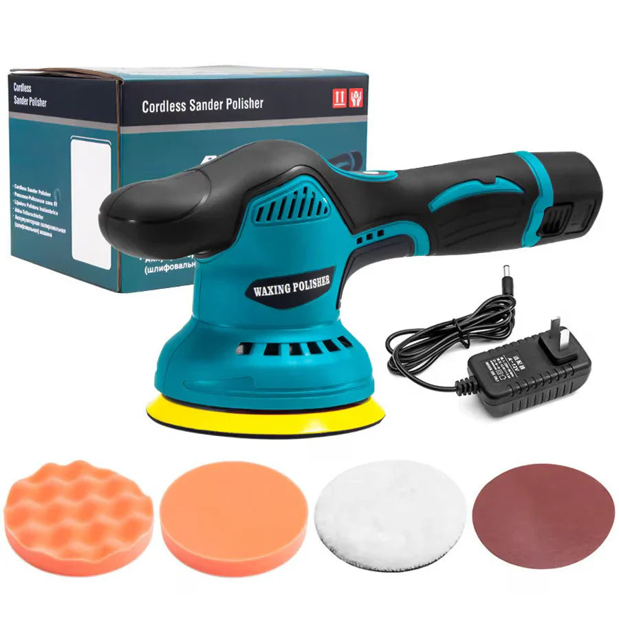 Aparat Polish Auto, 2 Acumulatori 36V, fara fir, portabil, 2500-5000 Rpm, 8 Viteze, Albastru/Negru