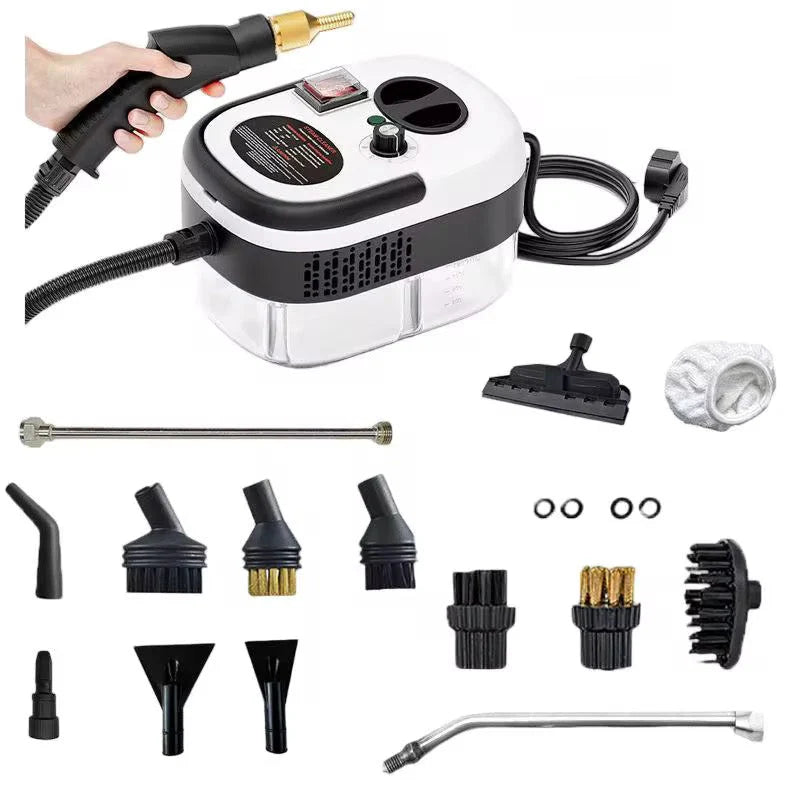 Aparat de curatat cu abur, 4 accesorii incluse, 2500W, alb/negru