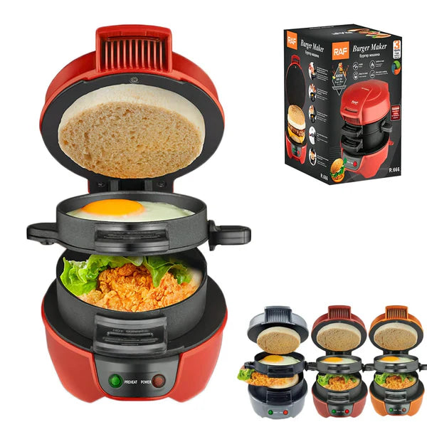 Aparat de facut burgeri sau sandwich-uri RAF 600W, Rosu