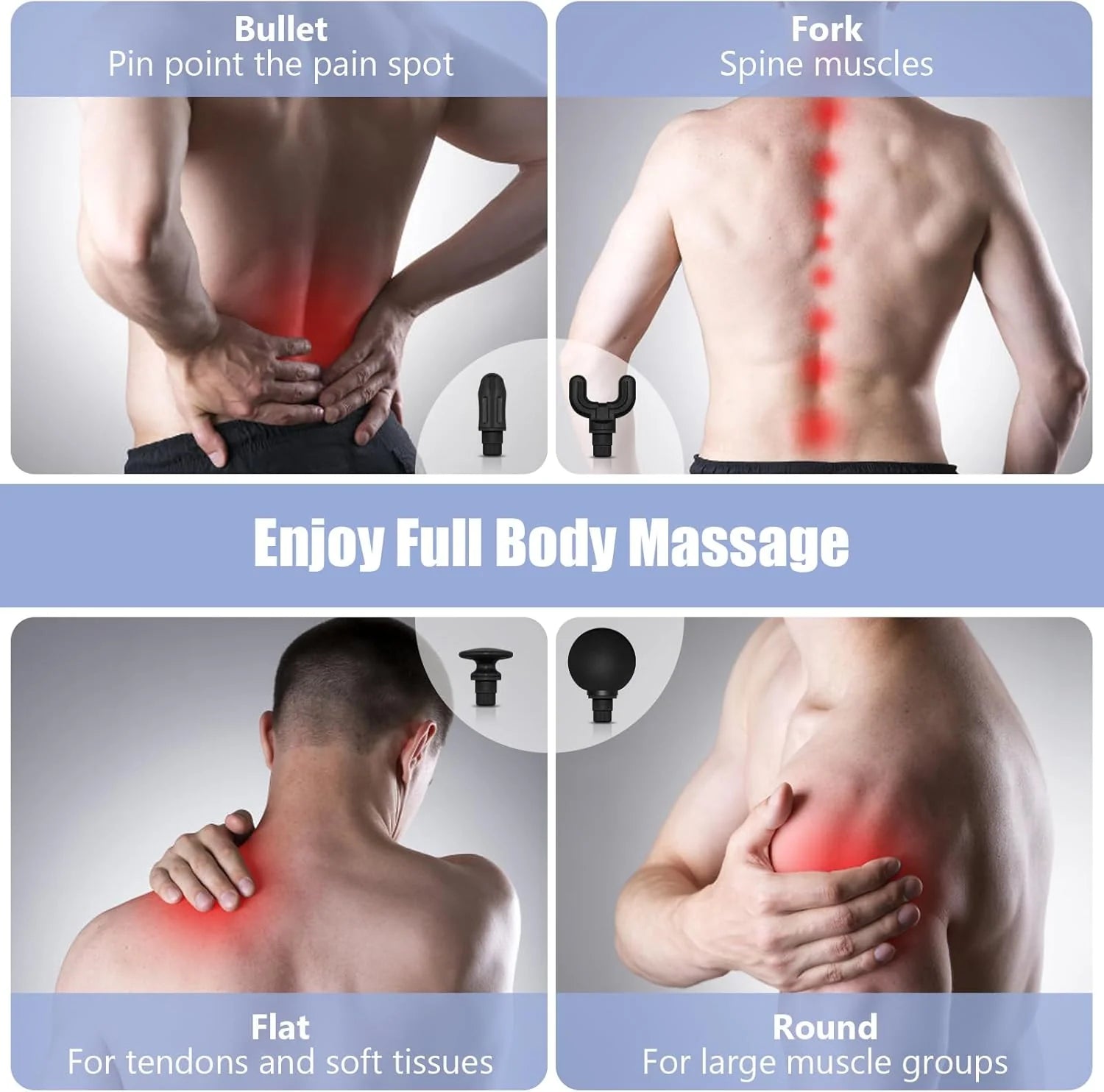 Aparat de masaj profesional cu brat flexibil in forma de U – 9 Moduri, 4 Capete, Reincarcabil, Pentru Muschi si Relaxare