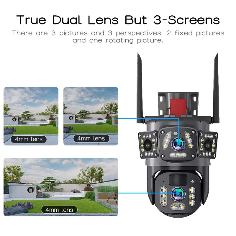 Camera de Supraveghere 4G cu Panou Solar, Lentila Rotativa si Fixa, 6MP Full HD, Detectie Umana AI, Night Vision 30m, Zoom 10X