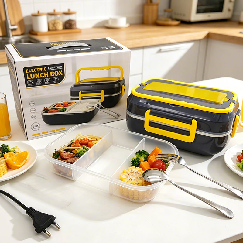 Caserola Electrica Portabila 1.5L, Incalzitor Alimente, Alimentare Casa + Auto, 19.8x11.6x26.8 cm