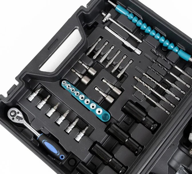 Cheie de Impact- Masina de Insurubat Leihmann, 550Nm, 43 de Accesorii, 2 Acumulatori 48V si Valiza de transport inclusa