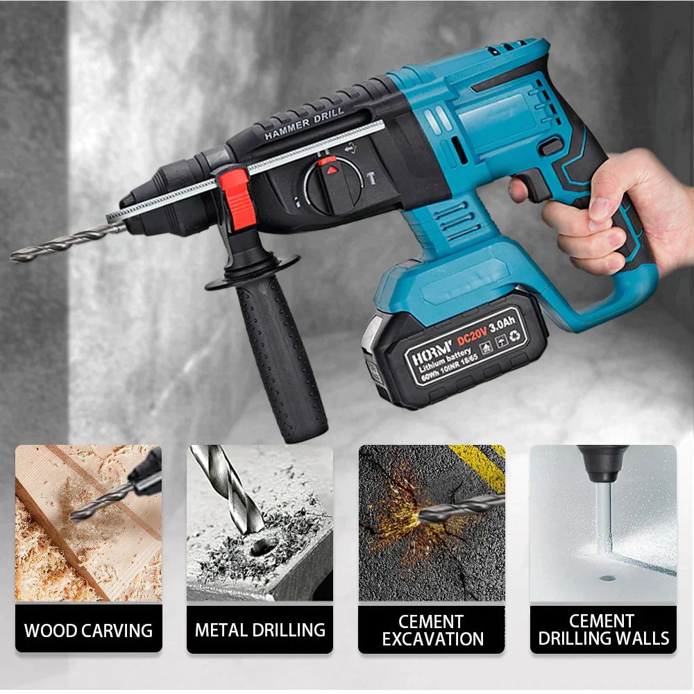 Ciocan Rotopercutor 2x Acumulatori 48V - 3 Moduri de Functionare, 1000W LeihMann