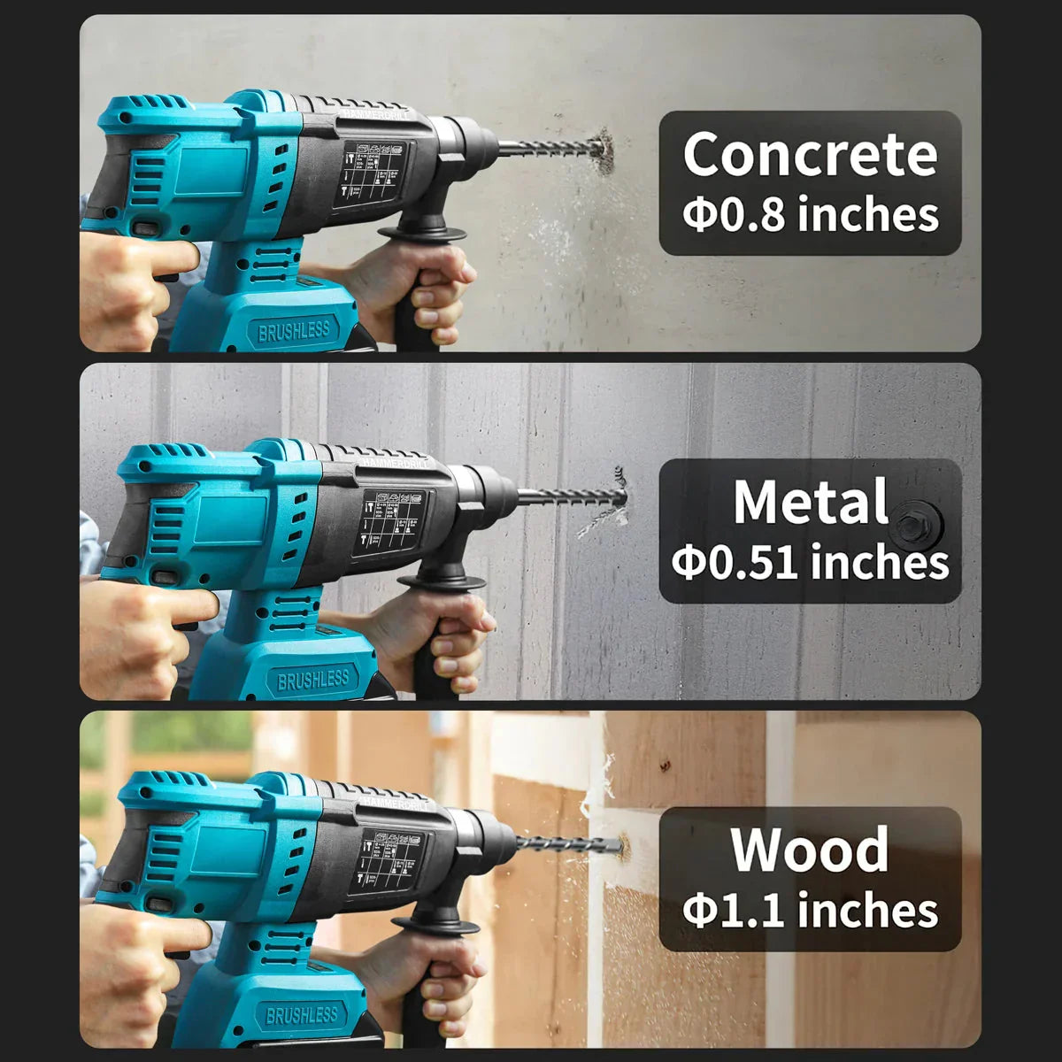 Ciocan Rotopercutor 2x Acumulatori 48V - 3 Moduri de Functionare, 1000W LeihMann