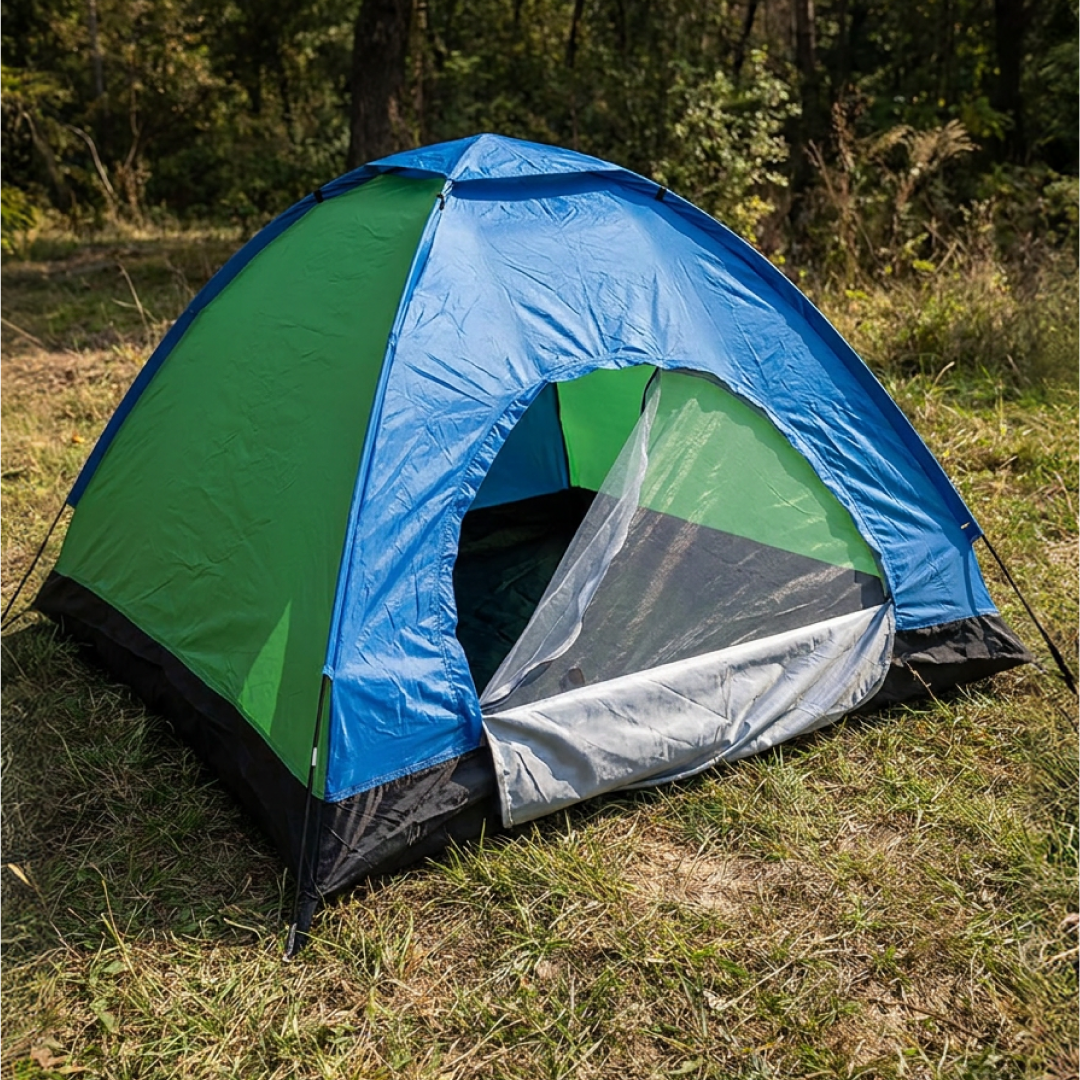 Cort Camping 2 Persoane 200x120x110cm | Poliester 170T Impermeabil | Filtru UV | Plasa Anti-Tantari | Ventilatie Superioara | Ancore Incluse