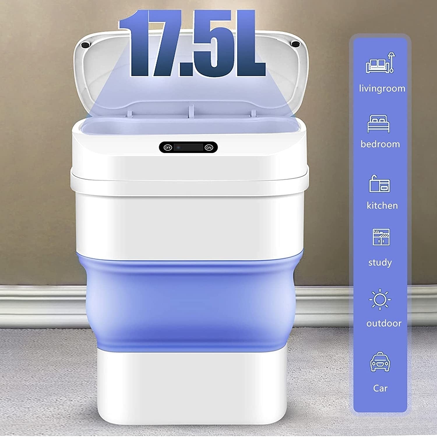 Cos de gunoi smart cu senzor de miscare, pliabil, 8L-17.5L