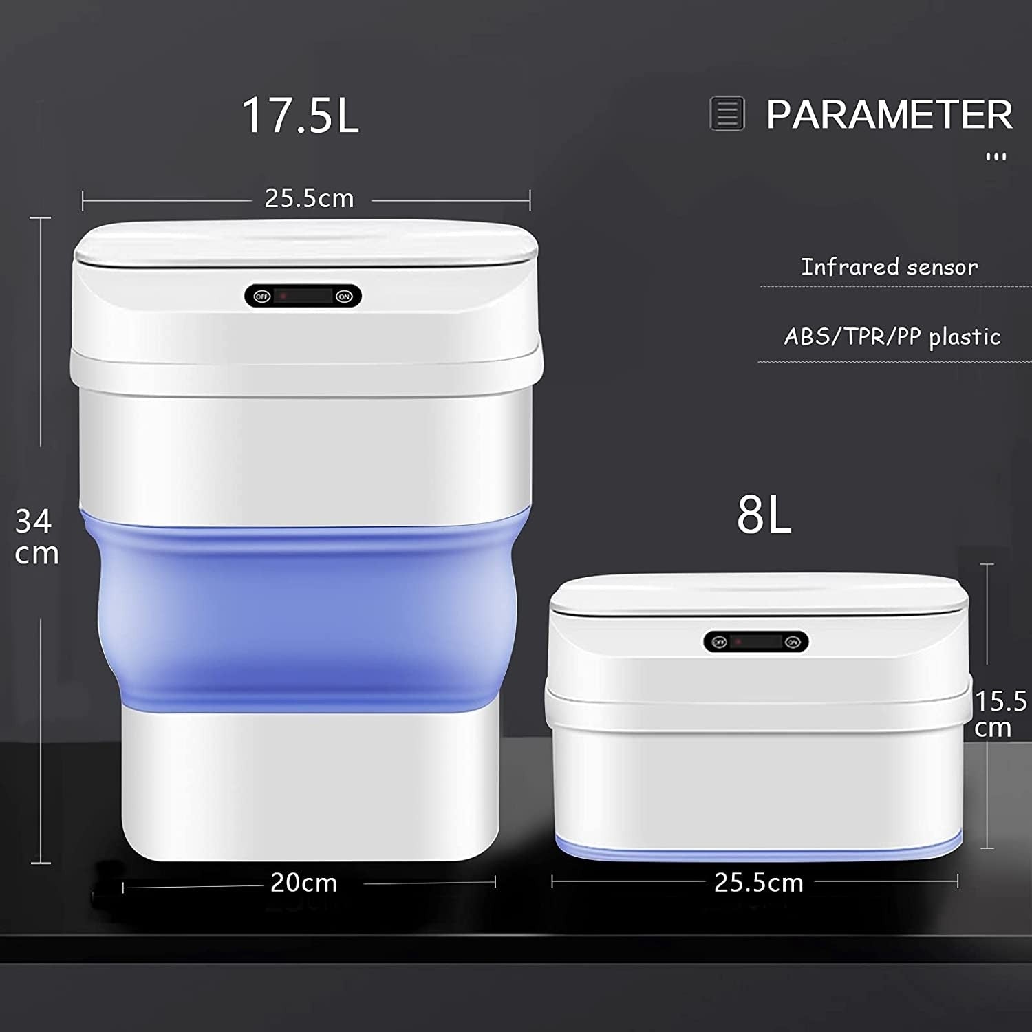 Cos de gunoi smart cu senzor de miscare, pliabil, 8L-17.5L
