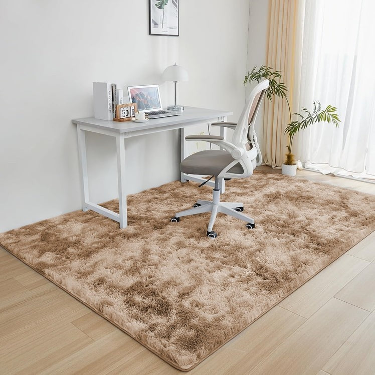 Covor pufos 150x200 cm gri sau bej antiderapant poliester fir lung lux living dormitor