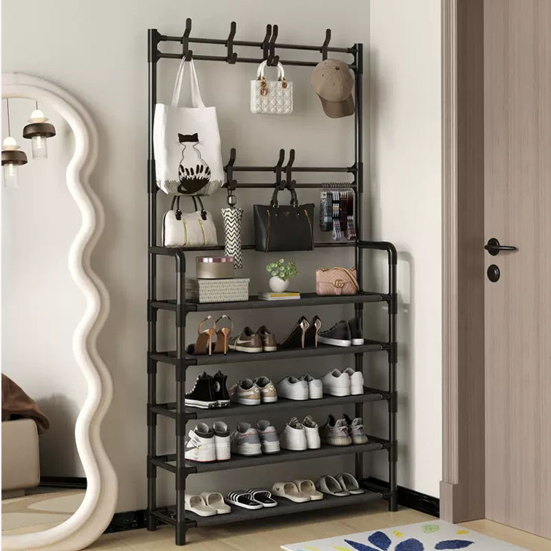 Cuier Haine cu Suport Pantofi | 5 Rafturi | 80 cm Latime | Design Modern | Organizator Hol si Dressing
