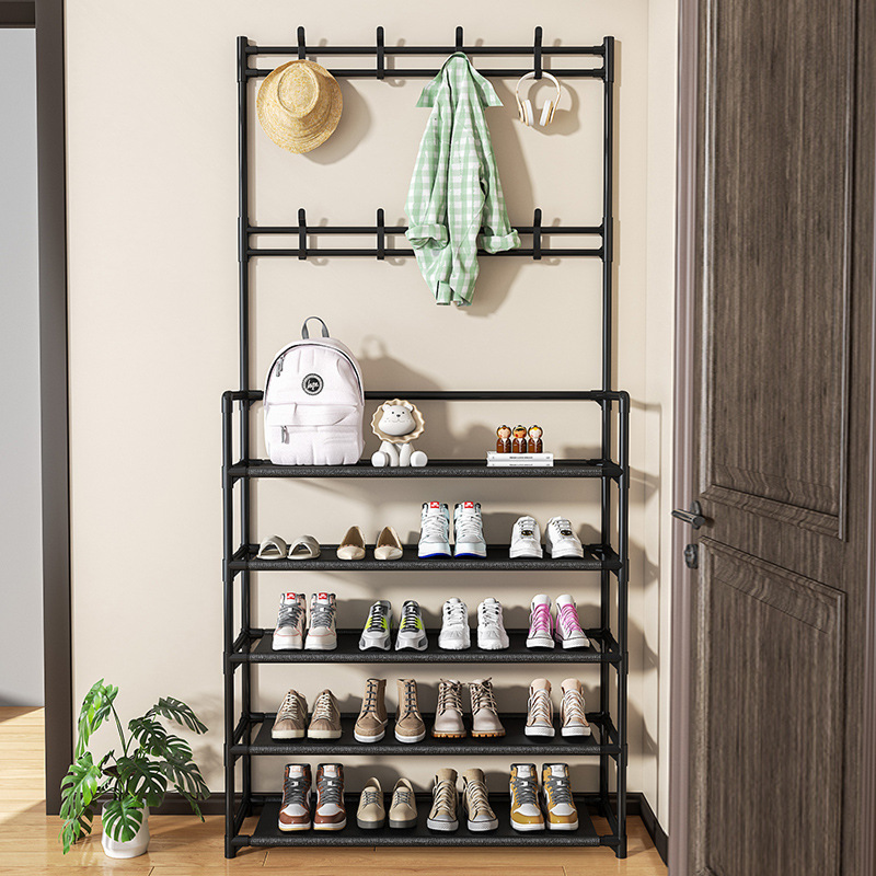 Cuier Haine cu Suport Pantofi | 5 Rafturi | 80 cm Latime | Design Modern | Organizator Hol si Dressing
