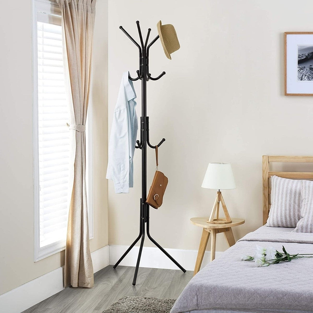 Cuier Tip Pom Metalic | 11 Agatatori | 45 x 175 cm | Design Modern Industrial | Negru