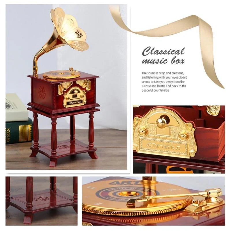 Cutie muzicala retro tip Gramofon decorativ 33.8 x 12.5 x 11 cm
