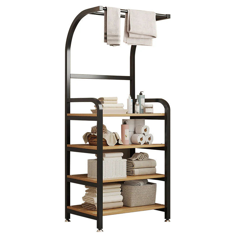 Etajera de baie cu suport de prosoape si polite de lemn