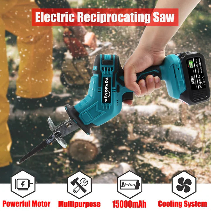 Fierastrau electric sabie, 9000mAh, 12000 RPM, Fara fir, cu 2 Acumulatori 48V