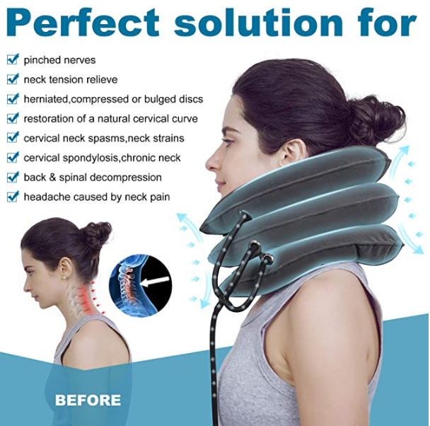 Guler Cervical , Corectia coloanei, Eliminarea durerilor cervicale, Gonflabil, 3 camere