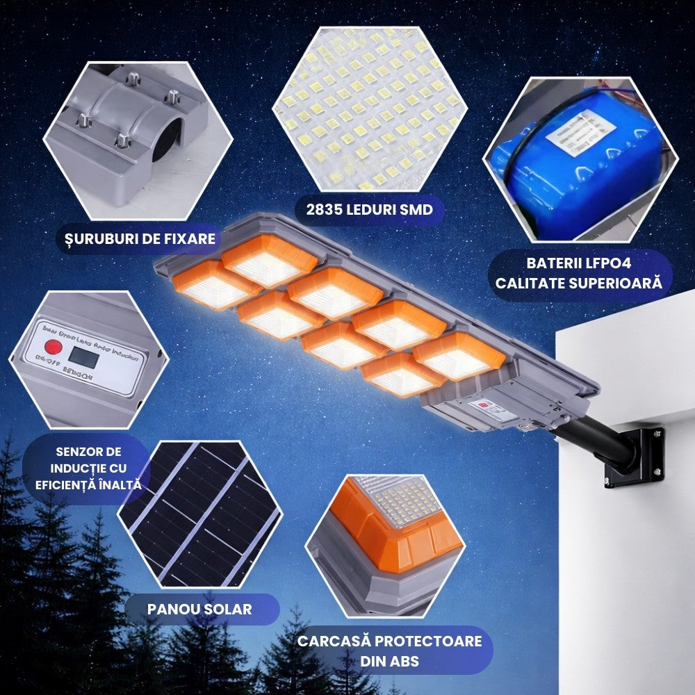 Lampa Solara Stradala Premium LED 3000W – Iluminare Puternica, Autonomie Mare si Rezistenta IP66 pentru Exterior