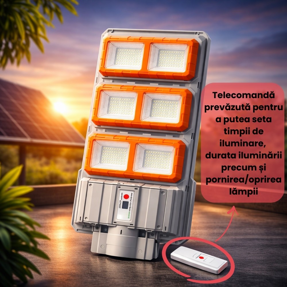 Lampa Solara Stradala Premium LED 3000W – Iluminare Puternica, Autonomie Mare si Rezistenta IP66 pentru Exterior