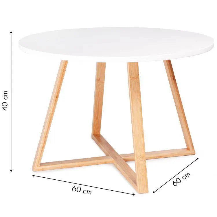 Masa de cafea rotunda 60 cm blat MDF picioare bambus design modern