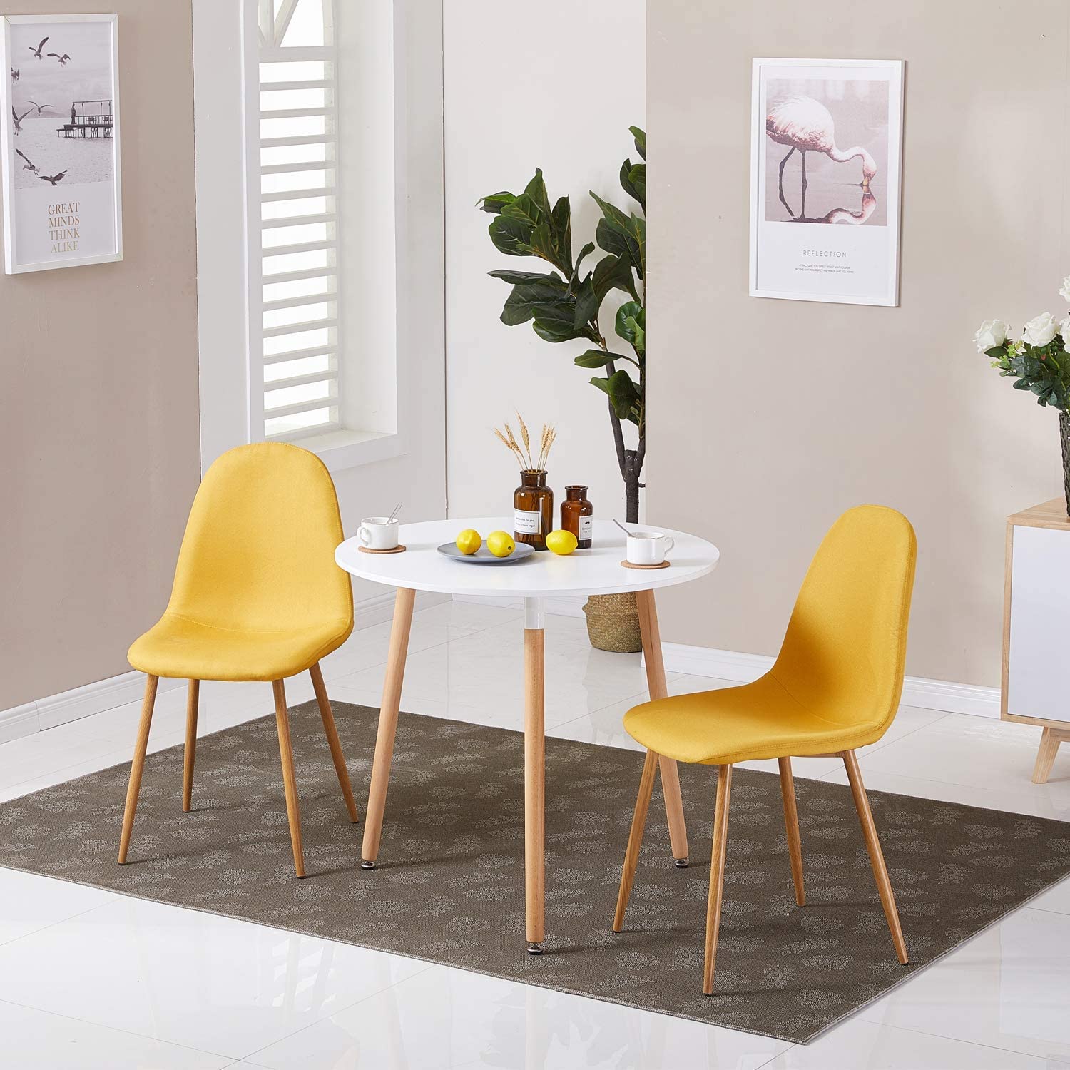 Masa de sufragerie rotunda alba KAMI 80x80 cm