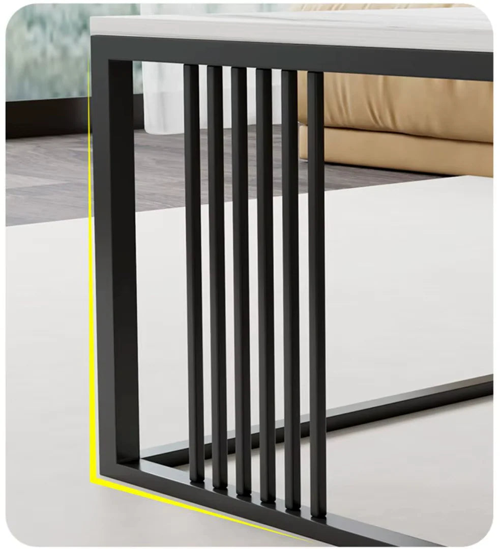 Masuta de cafea dreptunghiulara, minimalista, design nordic, aspect marmura alba, 120x60x43cm