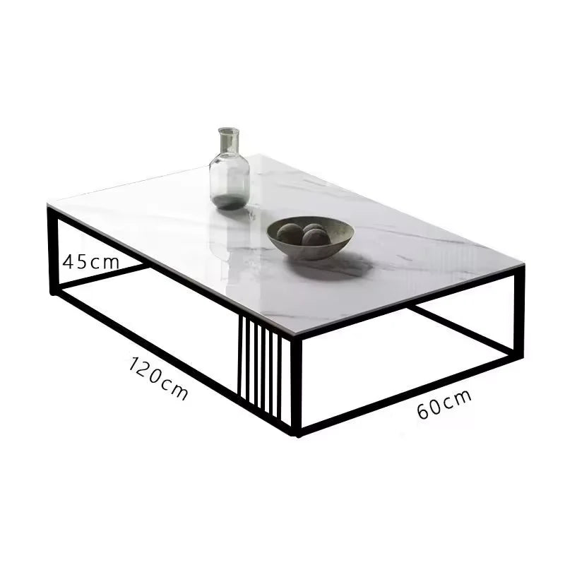 Masuta de cafea dreptunghiulara, minimalista, design nordic, aspect marmura alba, 120x60x43cm