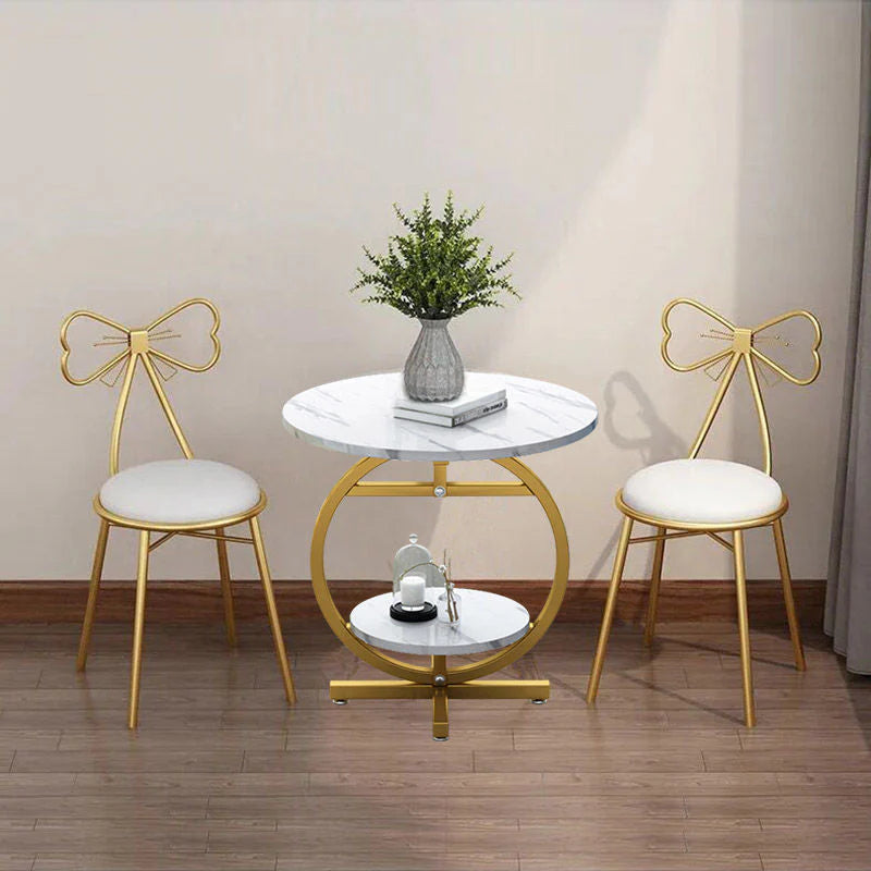 Masuta pentru cafea, rotunda, cu 2 nivele, design modern tip marmura