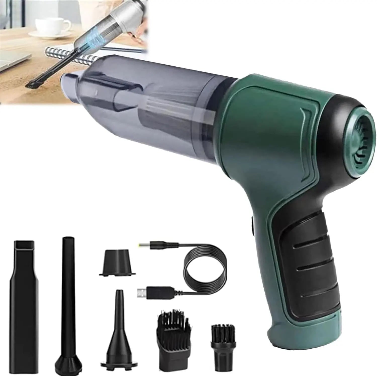 Mini aspirator portabil 3 în 1, cu acumulator si încărcare prin USB