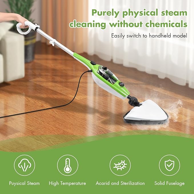 Mop cu Aburi 1500W H2O X10, Functie de Dezinfectare si Control Abur rezervor 400ml