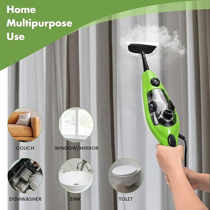 Mop cu Aburi 1500W H2O X10, Functie de Dezinfectare si Control Abur rezervor 400ml