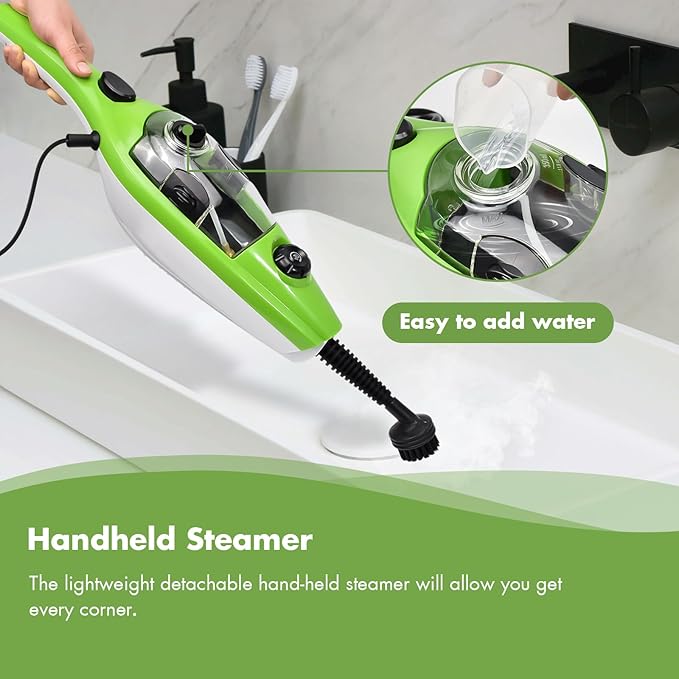 Mop cu Aburi 1500W H2O X10, Functie de Dezinfectare si Control Abur rezervor 400ml