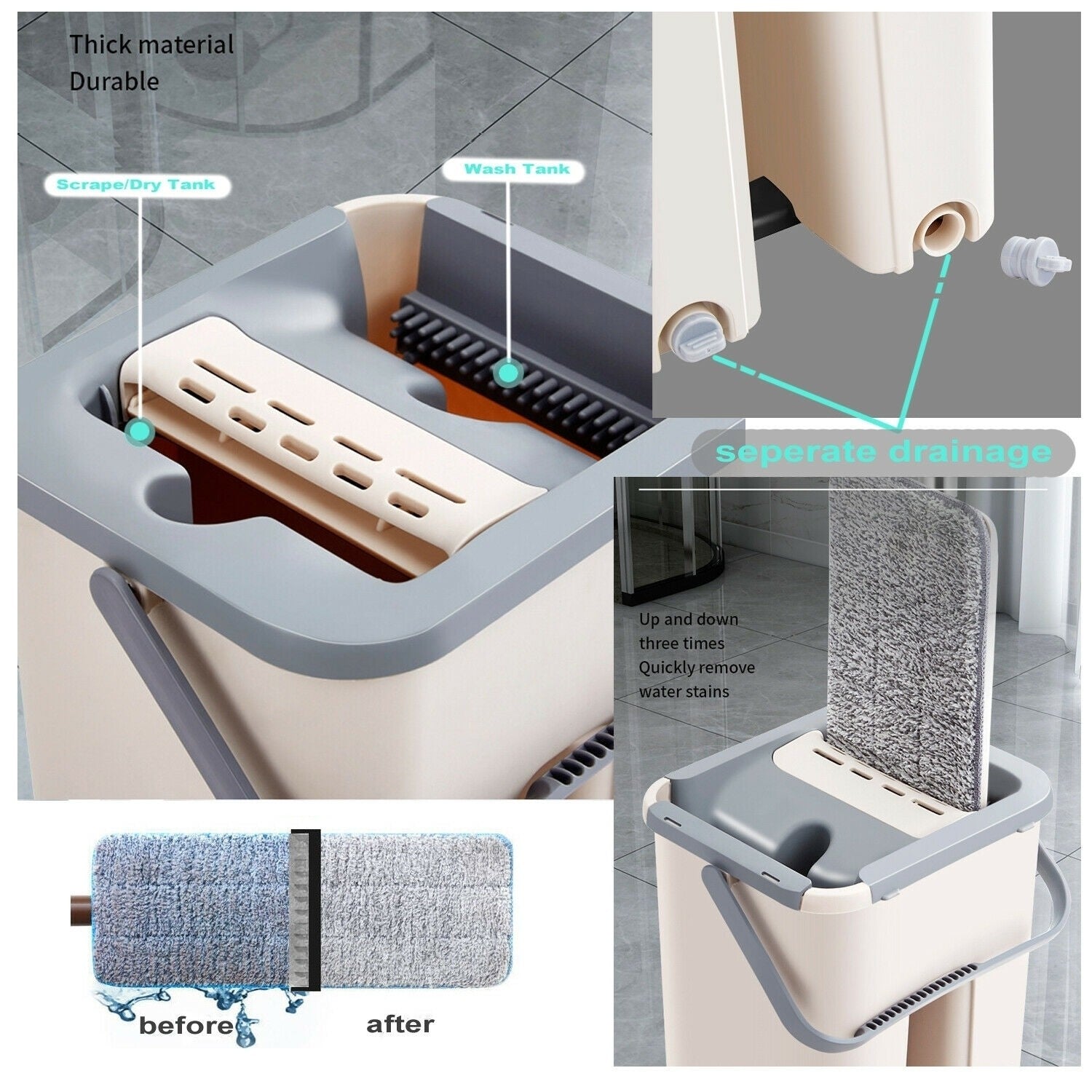 Mop profesional cu doua cuve de spalare si uscare + 3 lavete CADOU