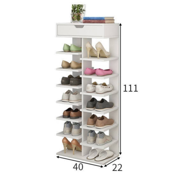 Pantofar inalt 7 etaje elegant alb - Organizare optima incaltaminte
