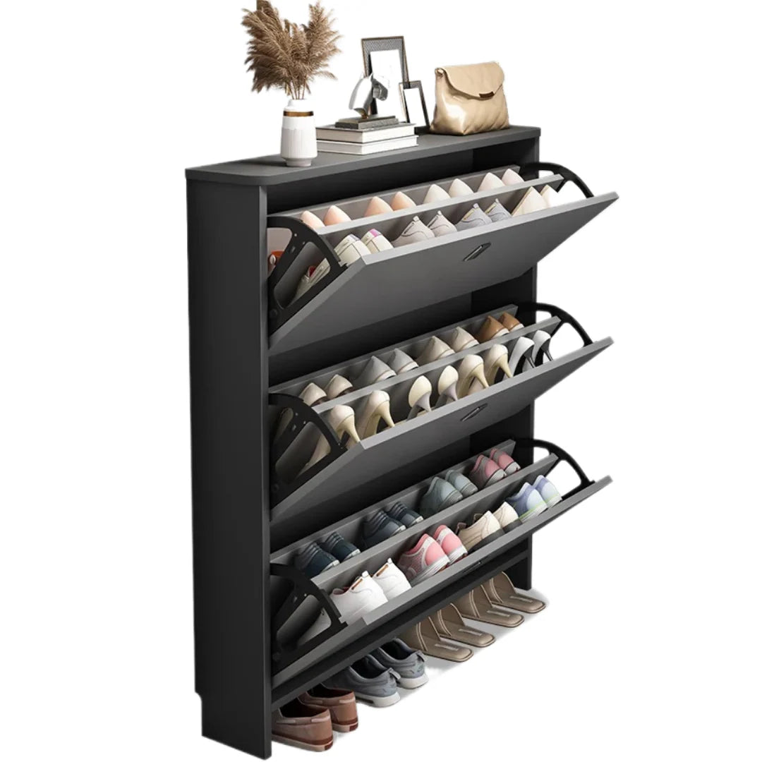 Pantofar modern cu 3 Uși –Gri, 60 x 17 x 100 cm