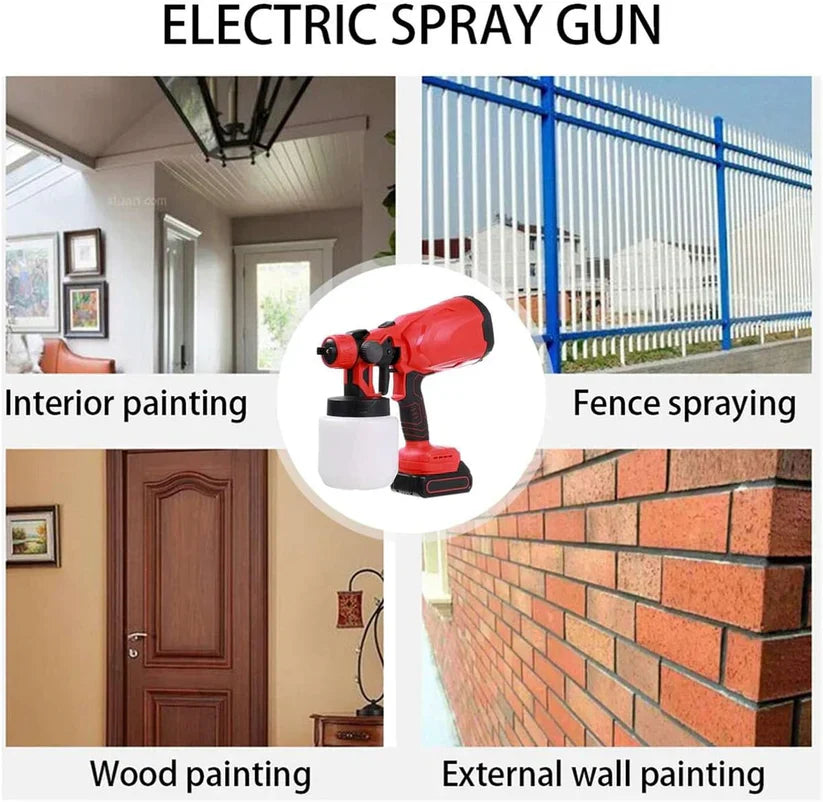 Pistol Electric de vopsea cu 2 acumulatori de 48v, 1000ml - 3 moduri de pulverizare, ideal pentru tavane, pereti si garduri, albastru