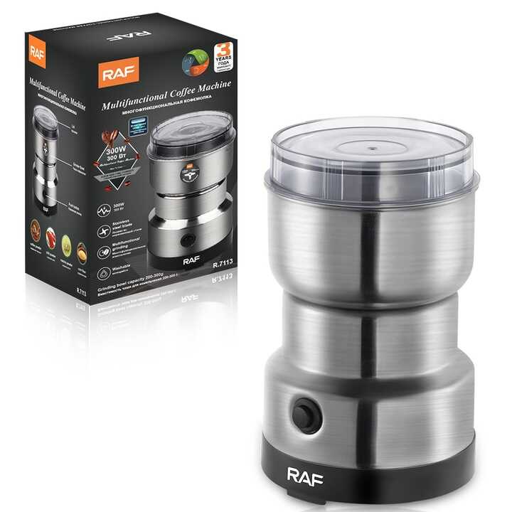Rasnita electrica, RAF, pentru macinat cafea, nuci, condimente, 300W, capacitate 100 grame