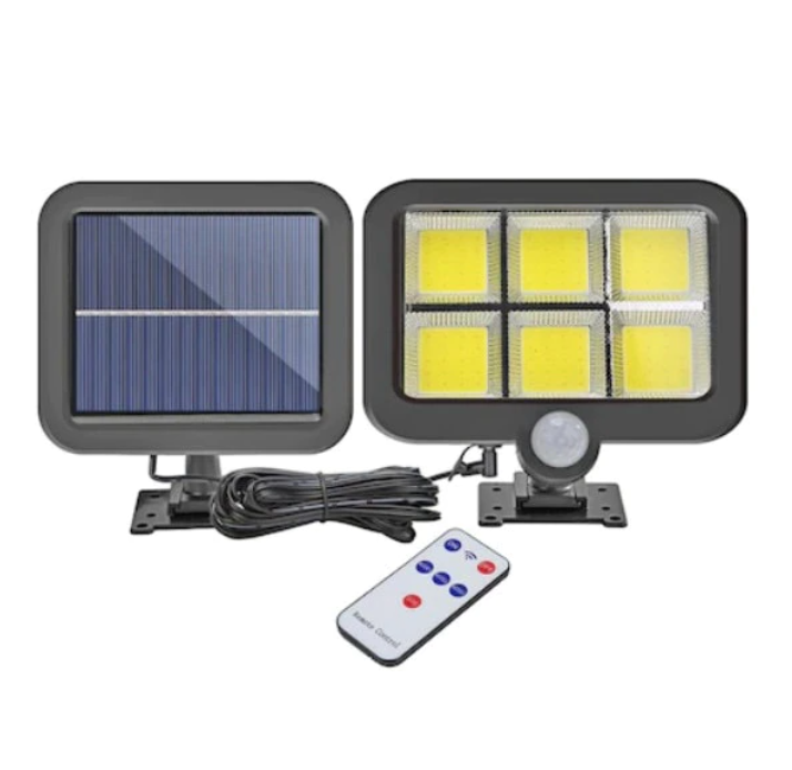 Set 4 lampi cu panou solar, 6 COB , putere 250 W, cu senzor de miscare, suport si telecomanda