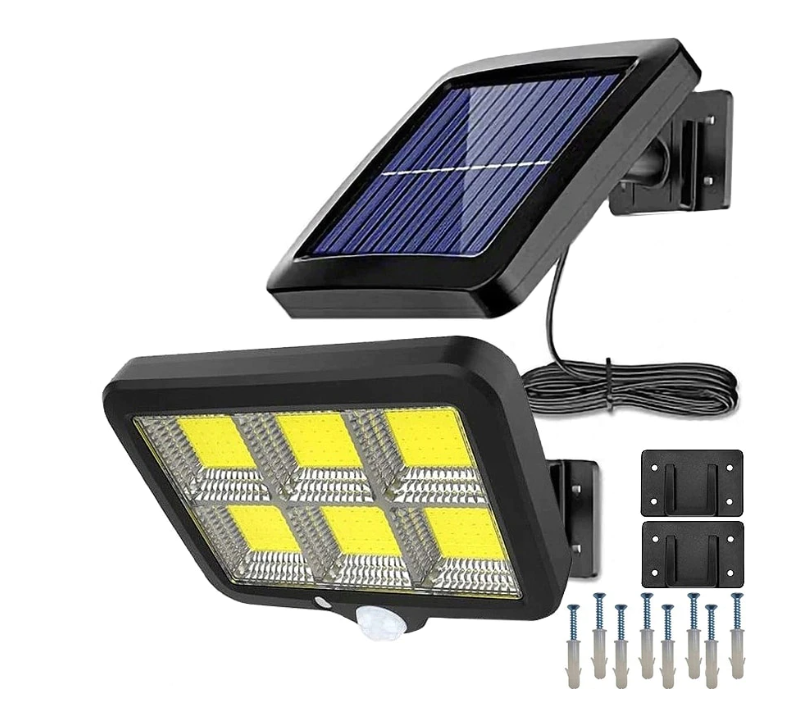 Set 4 lampi cu panou solar, 6 COB , putere 250 W, cu senzor de miscare, suport si telecomanda