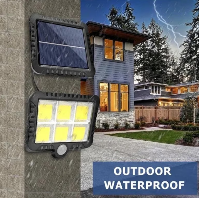 Set 4 lampi cu panou solar, 6 COB , putere 250 W, cu senzor de miscare, suport si telecomanda