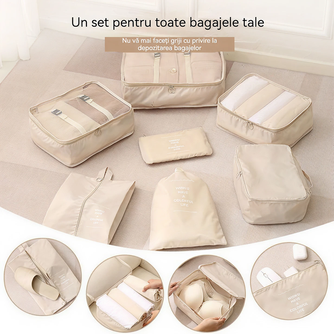 Set 7 Organizatoare Bagaje RUIOMII | Genti Calatorie Tip Mesh | Diverse Dimensiuni | Organizare Valiza Eficienta