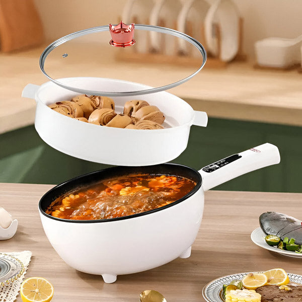 Tigaie Electrica Inteligenta 4L, 28 cm, Multifunctionala cu Panou Control, Invelis Antiaderent si Functii Gatit Rapid