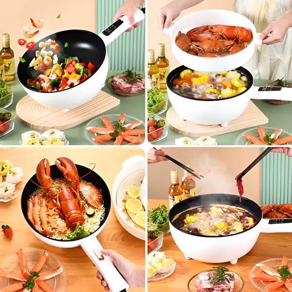 Tigaie Electrica Inteligenta 4L, 28 cm, Multifunctionala cu Panou Control, Invelis Antiaderent si Functii Gatit Rapid