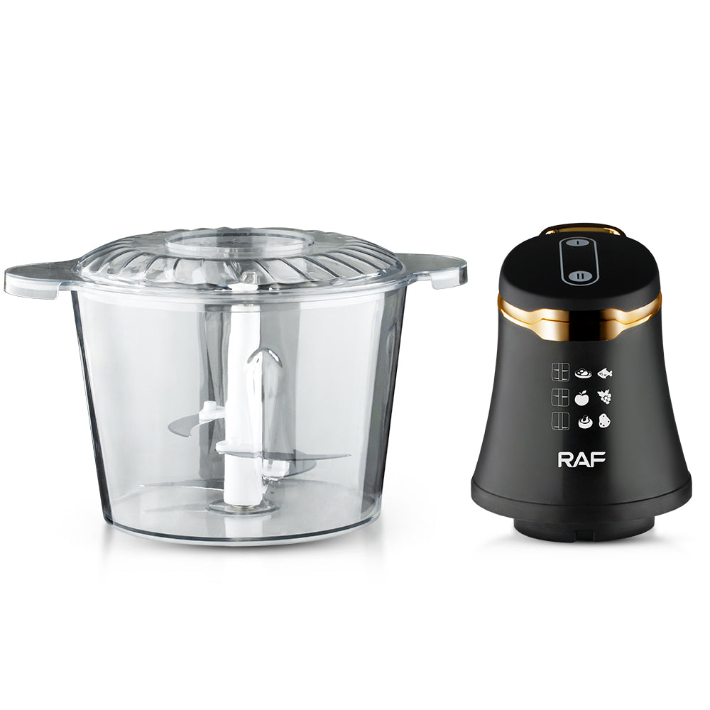 Tocator Electric Profesional RAF 3L 800W, Food Processor Compact si Puternic, Chopper Bucatarie cu 4 Lame Inox, 2 Trepte Viteza, Bol Transparent Rezistent, Robot Bucatarie pentru Carne, Legume, Fructe, Nuci, Uz Casnic