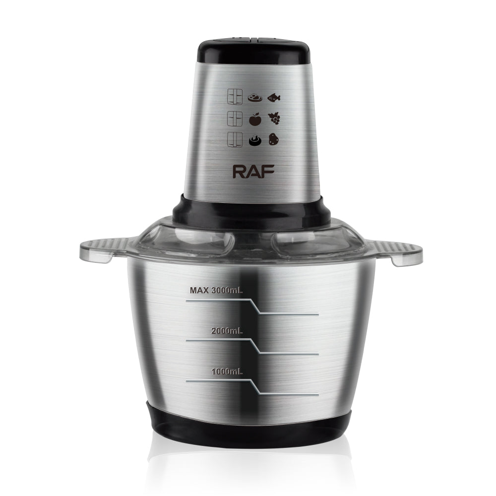 Tocator Electric RAF R.7031, 1000W, Bol Inox 3L, 2 Viteze, Lame Din Otel Inoxidabil