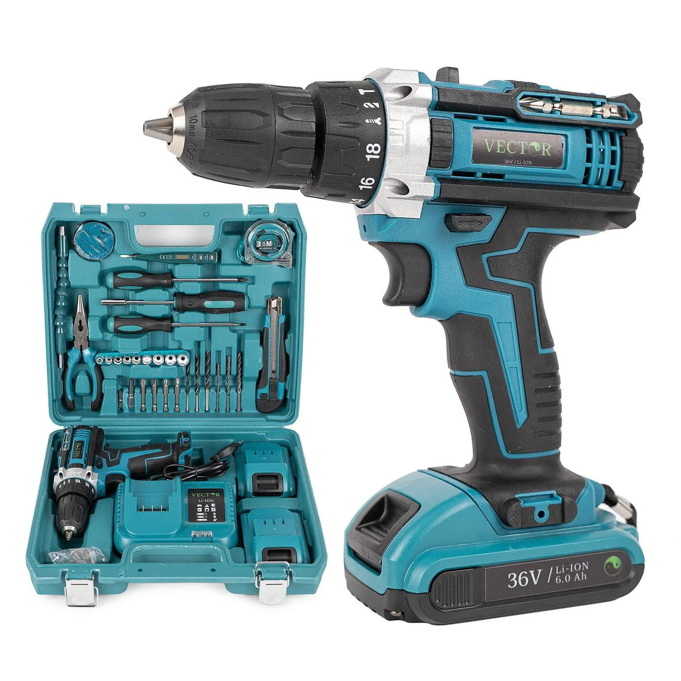 Trusa Bormasina 36V cu 2 acumulatori si incarcator + 37 Accesorii ...